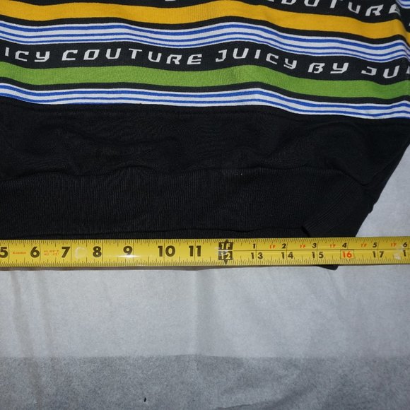 JUICY COUTURE Racer Stripe French terry sweatshirt LARGE relaxed crop B-30 - Picture 8 of 9